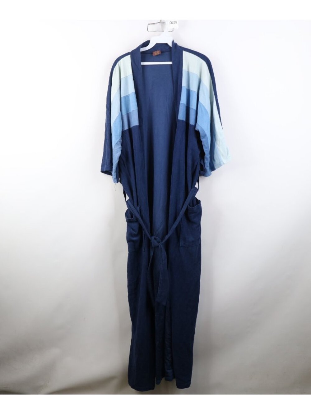 Vintage 70s Streetwear Mens OSFA Striped Velour Belted Bath Robe Loungewear USA